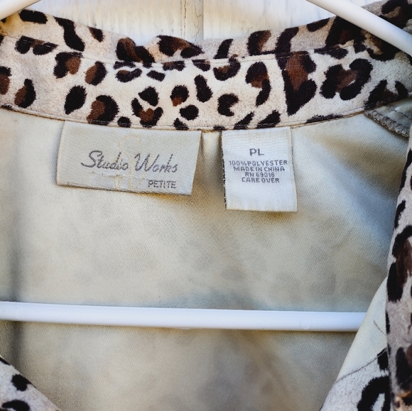 Vintage Cheetah Leopard Print Jacket Shirt Shacket Petite Large - Picture 6 of 6